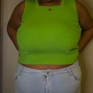 Green Square Neck Top